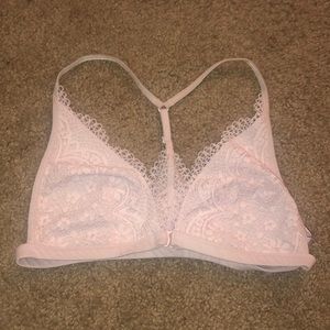 Cream pinkish lace bralette